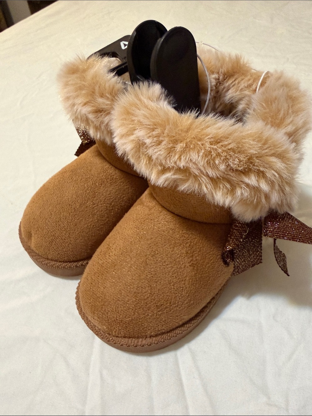 First Impressions Chestnut Brown Faux-Fur Kids Booties